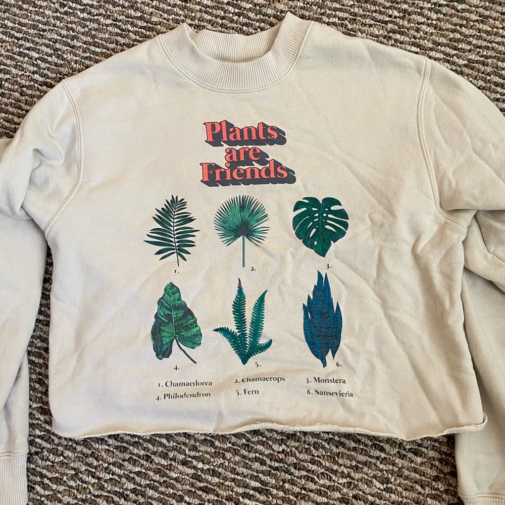 vintage cropped plants sweatshirt